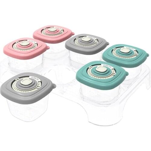 6 Pcs/Set Baby Food Organizer Freezing Cubes Tray Pots Freezer Storage Plastic Containers