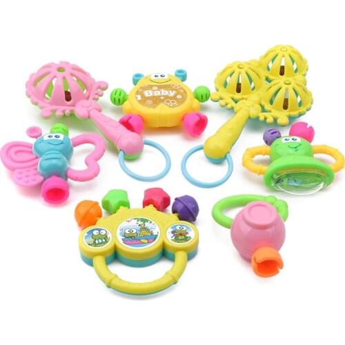 7PCS Infant Rattle Teething Baby Toys Bottle Storage Shake Grab Baby Hand Development Teethers Toy Set Newborn Toddler