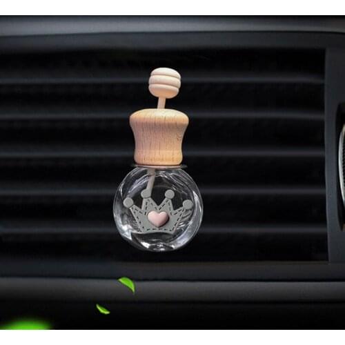 8ml Cute Crown Empty Essential Oil Glass Perfume Vials Car Air Freshener Perfume Clip Diffuser Auto Ornament Decors QW
