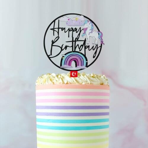 Unicorn Acrylic Birthday Cake Toppers Rainbow Clouds Baking Cake Toppers for Children Birthday Party Cake Decoration Baby Shower