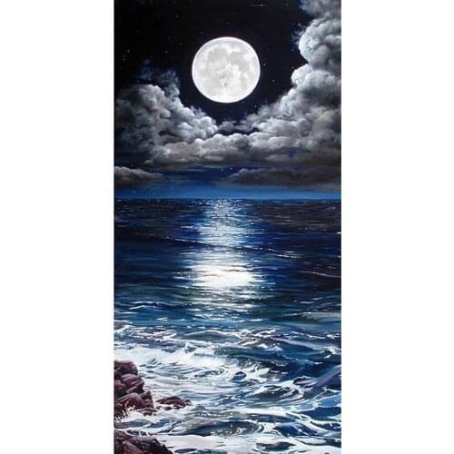 GELANYOUPIN 5D Diy Diamond Painting rhinestones Home decor Diamond embroidery Moon sea landscape Diamond mosaic