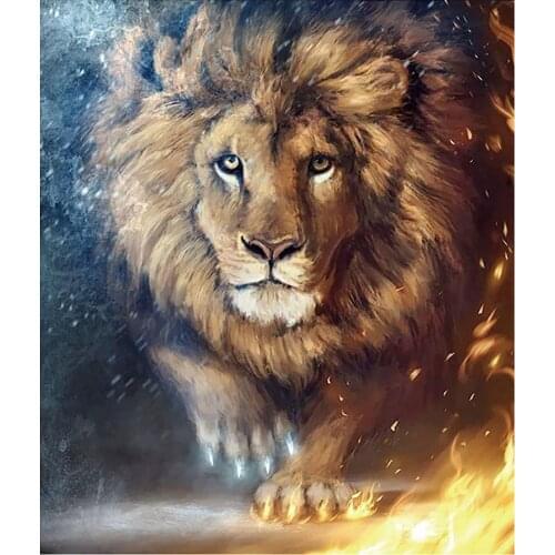 Lce and Fire Lion Diamond Painting Animal Round Full Drill 5D Nouveaute DIY Mosaic Embroidery Cross Stitch Home Decor Gifts