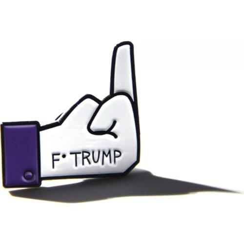 Anti Trump 2020 Campaign Raised Middle Finger Enamel Lapel Pin Badge Brooches Pins Jewelry Gifts