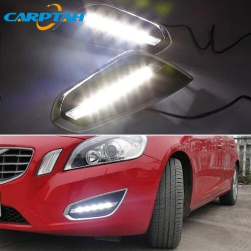 12V Car LED Daytime Running Lights DRL For Volvo S60 V60 2011 2012 2013 Auto Daylihgts Front Bumper Headlamp