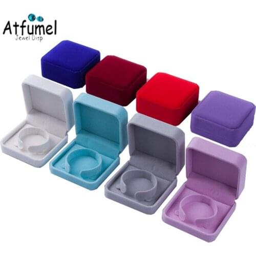 Velvet Bracelet Jewelry Box Square C Collar Jade Gold Silver Bangle Bracelet Storage Display Organzier Choker Gift Box 10Pcs