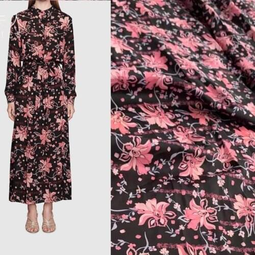 Digital printing G brand fabric polyester stain fashion dress skirt materials for sewing fashion clothing custom cloth per yard