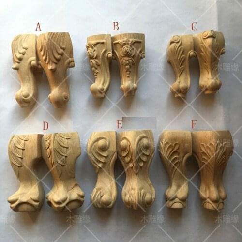 4Pcs Premium Solid Wood Carved Furniture Leg Feet For Cabinet Sofa Stool Unpainted