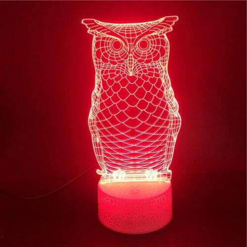 Kids Night Light 3D Owl Led Illusion Table Lamp With Touch Sensor Room Hotel Atmosphere Decoration Children Gifts