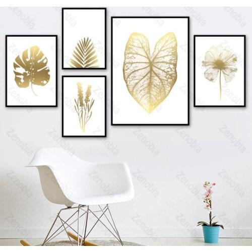 Home Decor Poster Golden Leaf Wall Decoration Canvas Painting Hd Bedroom Living Room Frameless
