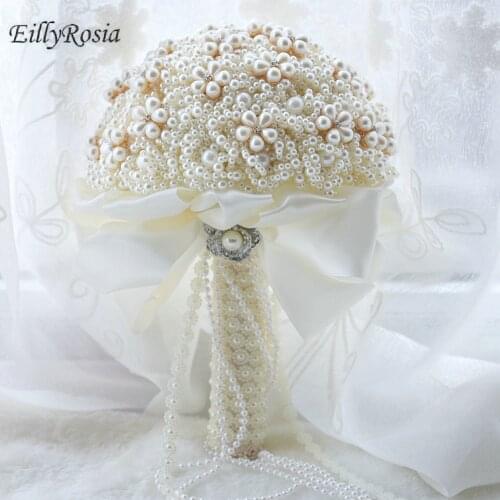 EillyRosia Original Design Full Pears Bridal Bouquet Luxury 5 Colors Jewelry Brooch Bouquet Wedding Flowers Holding Bouquet