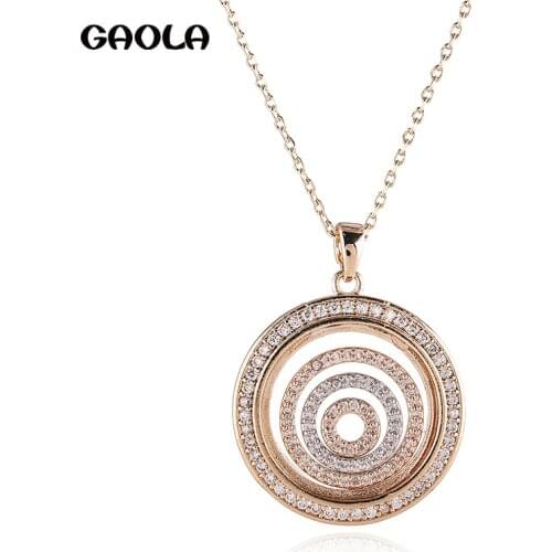 GAOLA High Quality Round Necklaces Pendants Silver Color Cubic Zirconia Jewelry Imitation Pearls Necklace For Women GLD1401