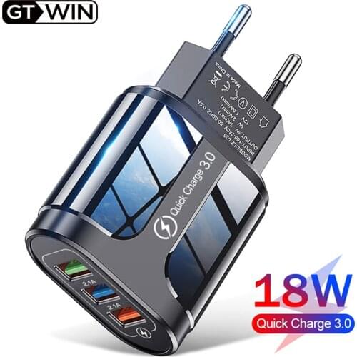 GTWIN 3 USB Fast Charger Quick Charge 3.0 Universal Wall Mobile Phone Charger for Samsung Xiaomi iPhone QC3.0 Charging Adapter