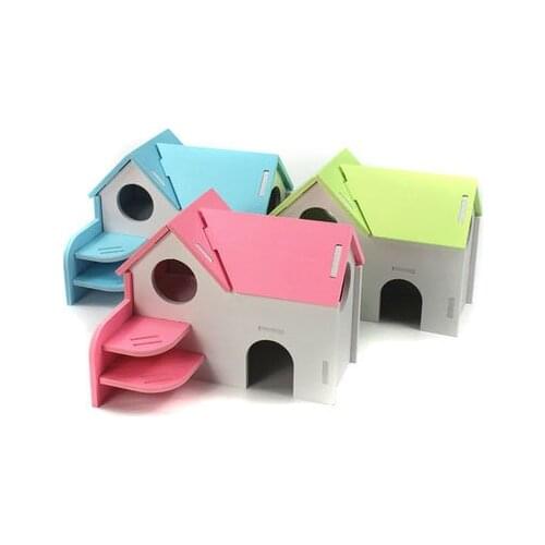 Hamster big house double-decker villa small pet supplies wooden toys color bedroom gold bear bear nest