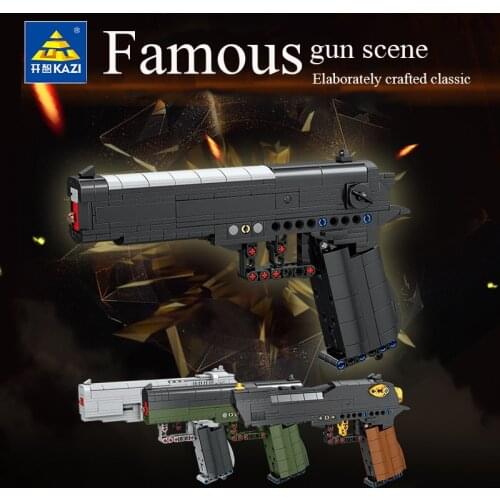 KAZI Building Block Toy Weapon Toy Gun Desert Eagle and Bullet Plastic Pistol Model 6~12 Years Old Children Boy Gift