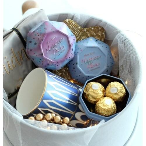 5/10pcs Starry Macaron Personality Candy Box Drum-shaped Candy Cookie Box Festive Party Supplies Rose Tea Pot Tin Box Small Fres