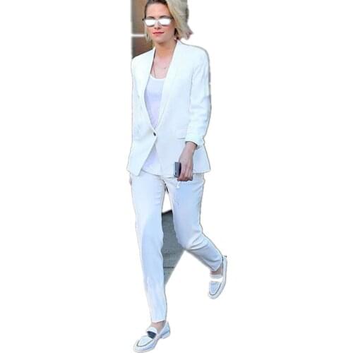 NEW white trouser suit womens suits blazer with pants female business suit ladies formal pant suits for weddings 2 piece sets