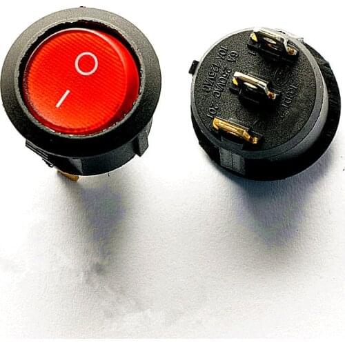 Round Rocker Switch KCD1-105 3p 2 files red switch 10A/125V 6A/250V