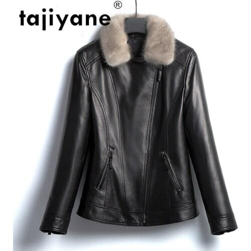 Jackets Sheepskin Real for Women White Duck Down Coats Woman Natural Mink Fur Collar Jacket Plus Size Ropa Mujer TN1207