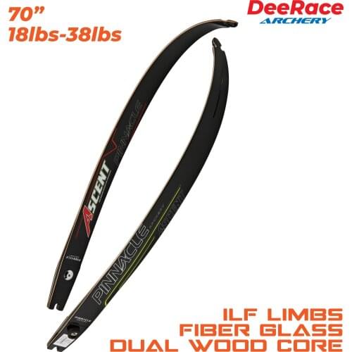70" Inches RecurveBow ILF Limbs 18lbs-38lbs With Dual Wood Core Fiber Glass Bow Limbs Blades Target Shooting Ascent