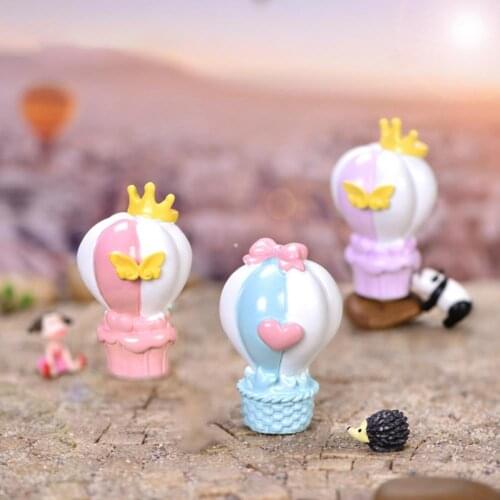 Cute Hot Air Balloon Bowknot Model Figurine Ornament Fairy Garden Bonsai Decor Mini Hot Air Balloon Ornament home decor Bowknot