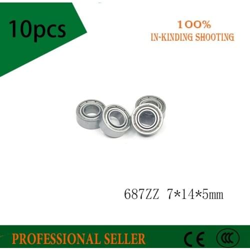 10pcs Miniature Bearing Free shipping 687 687Z 687ZZ 7*14*5mm ABEC-5 chrome steel deep groove bearing