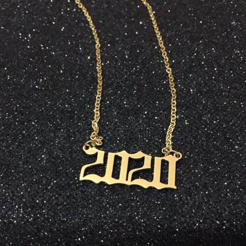 New 2020 Necklaces Stainless Steel Year Number Custom Necklaces Special Date Old English Number Necklaces 1999 2020 BirthdayGift