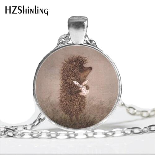 NS-00784 New Hedgehog In The Fog Round Pendant Necklace Long Chian Statement Handmade Fashion Hedgehog Necklace For Women HZ1