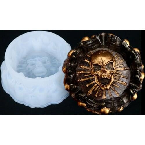 DIY Crafts Desktop Decoration Making Tool Crystal Resin Epoxy Silicone Mold Skull Ashtray