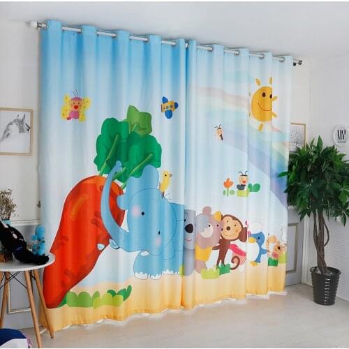 Custom Made 2x Window Drapery Curtain Nursery Kids Children Room Window Dressing 200cm x 260cm Rainbow Pull Carrot Animal