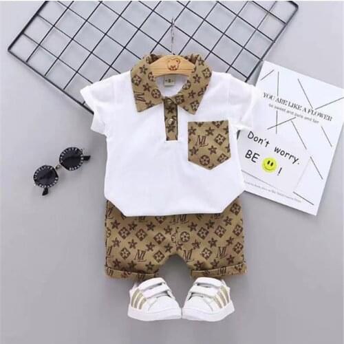 Short Sleeve Shirts Shorts 2pcs Summer Children Wedding Outfits For Baby Boys Clothes Toddler Tracksuits 3M-4T Kids Jogging Set