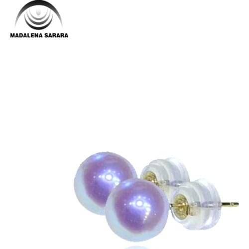 MADALENA SARARA AAA 8mm Akoya Pink Pearl 18K Gold Stud Earring Simple Pop Earrings Customized