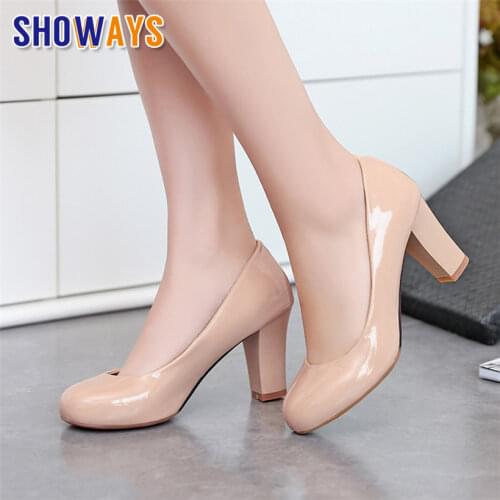 SHOWAYS Leather Pumps