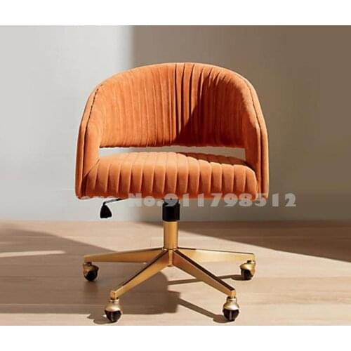 Warm Yan Exquisite Light Luxury Swivel Chair Computer Chair Girl Cute Bedroom Office Chair Makeup Chair Home Flannel Study Room