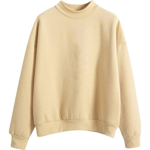 Harajuku Top 2021 Streetwear Solid Color Sweatshirt Women Autumn Winter Round Neck Pullover Womens Tops Teen Clothes Fashion
