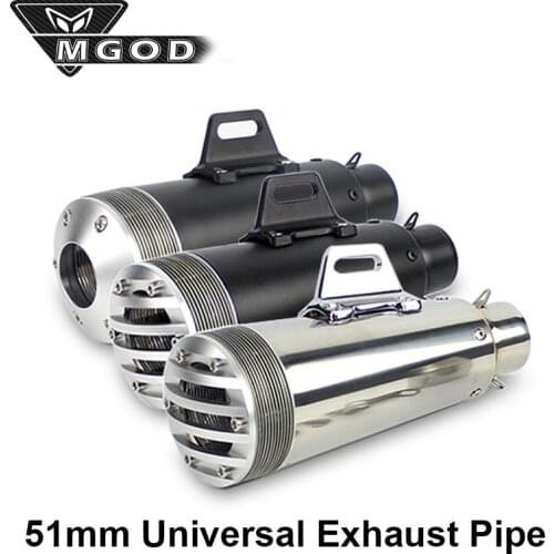 Universal 51mm Motorcycle Exhaust Modified Escape Moto Super Trap Pipe For Retro Vertical Cafe MT09 R6 GY6 Vulcan S650 650S Bike
