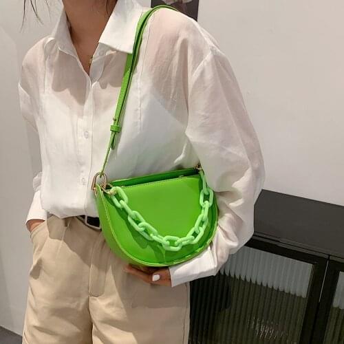 Vintage Saddle Bag for Women Large Capacity Chain Underarm Bag Womens PU Shoulder Bag Spring New Casual Messenger Bag