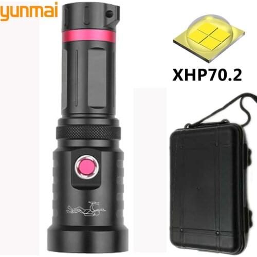 XHP70.2 Diving Military-grade LED Flashlamp Waterproof 100 Meters Underwater Power Supply By 26650 18650 Battery Bulb Lantern