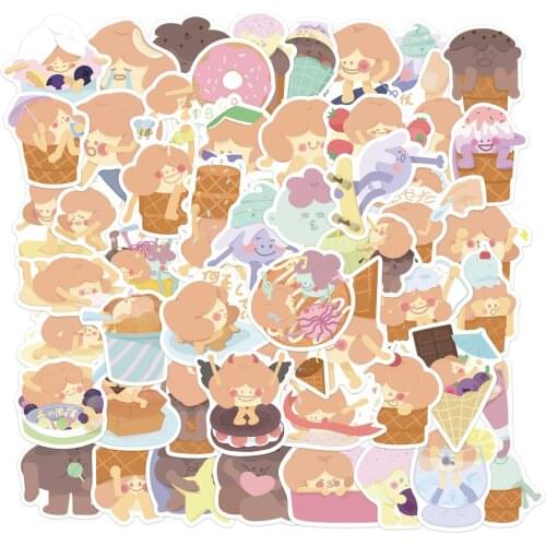 50pcs/SET Ice Cream Theme Sticker Waterproof fit Car Laptop Skateboard Surfboard Luggage Bicycle Kids Toy Home Decor