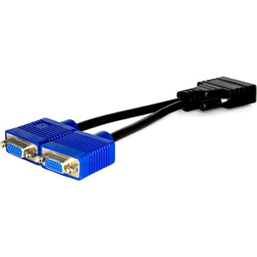 High Quality 1pcs Molex DMS-59 DMS59 59Pin DVI Male to 2-Port VGA Female Video Y Splitter SHORT Cable 1 PC to 2 MONITOR
