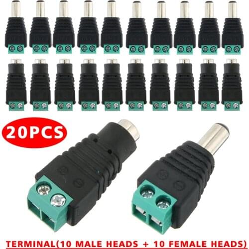 High Quality Female & Male DC Connector 2.1x5.5mm Power Jack Adapter Plug Cable Connector For LED Lighting