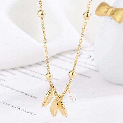 YSH New 100%925 Sterling Silver Personality Minimalist Leaf Round Bead Necklace 2020 Woman Luxury DIY Jewelry Gift Free Shipping