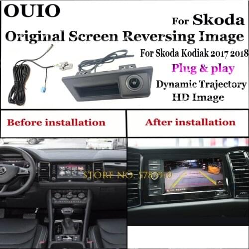Reversing camera connect original screen For Skoda Kodiak 2017 2018 Dynamic track camera | HD Reverse Backup Rear camera