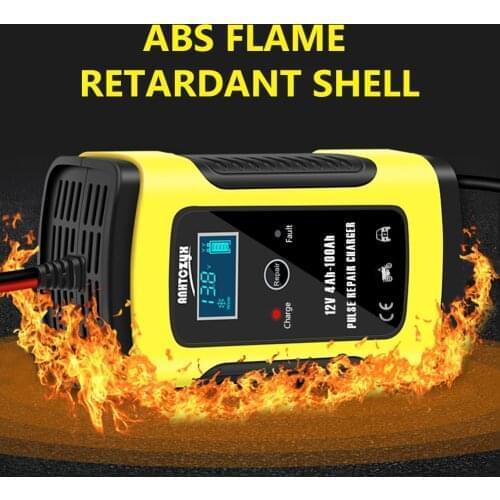 LCD 12V 6A Motorcycle Car Truck Battery Charger Pulse Repair Lead Acid Starter 12V 6A Maintainer Pulse Repair AGM/GEL/Wet