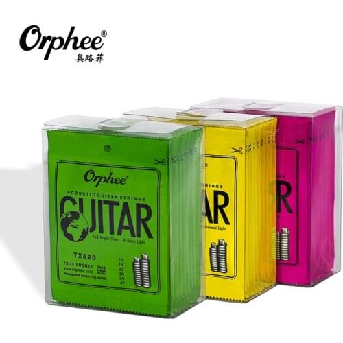 10 Sets Orphee Acoustic Guitar Metal Strings Hexagonal core+8% nickel Carbon Steel TX Series String Suitable for Guitar Beginner