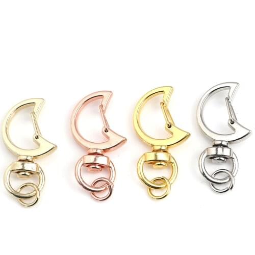 10 Sets Moon Series Keychain For Jewelry DIY Accessories Keyring Gold Color For Birthday Gift 3.5cm x 1.9cm