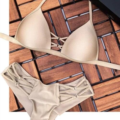 2020 Sexy Women Swimwear Swimsuit Buckle Bikini Push-Up Padded Swimwear Swimsuit Set Sexy Ladies Beachwear Bodysuit