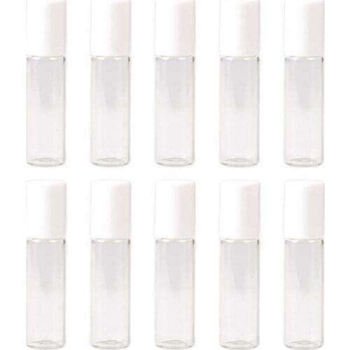 5 PCS 5ml/10ml Glass Roller Bottles Empty Clear With Roll On Empty Cosmetic Essential Oil Vial For Traveler With Glass Ball