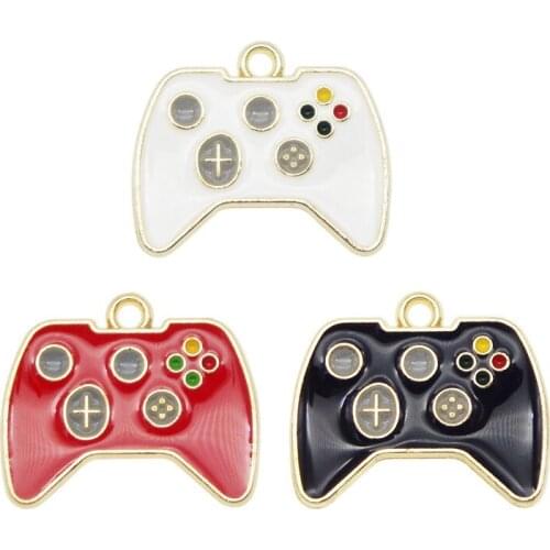 Julie Wang 6PCS Enamel Gamepad Charms Alloy Game Controller Mixed Colors Pendant Bracelet Earrings Jewelry Making Accessory