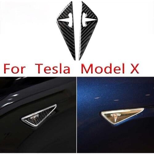 BOOMBLOCK Car Fender Exterior side car logo Decoration Cover Trim Carbon Fiber Sticker Accessories Automobile for Tesla Model X