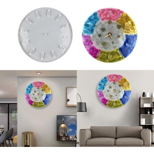 Big Size Clock Silicone Mold DIY Square Round Clock Watch Mould Wall Hanging Decorative Mirror Epoxy Resin Mold